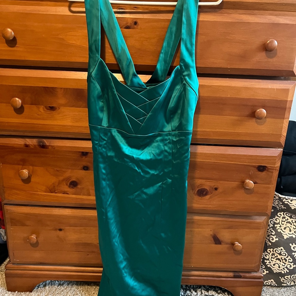 Green satin bodycon dress Calvin Klein!size 12